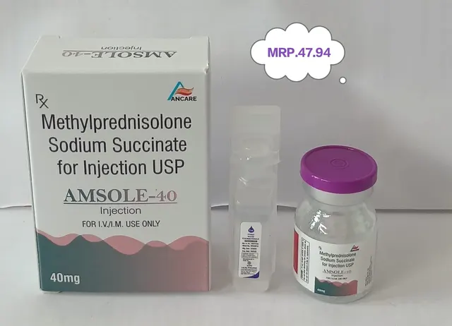 AMSOLE-40 (Methylprednisolone Sodium Succinate 40mg) injection pack
