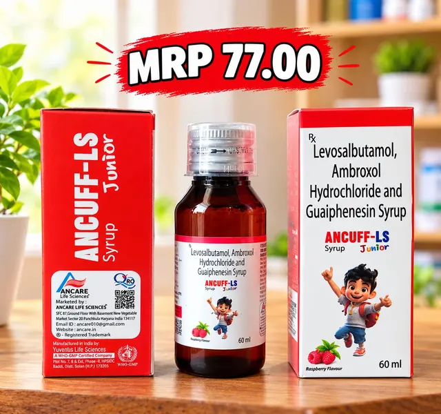 ANCUFF-LS JUNIOR (Levosalbutamol + Ambroxol Hydrochloride + Guaiphenesin) syrup pack