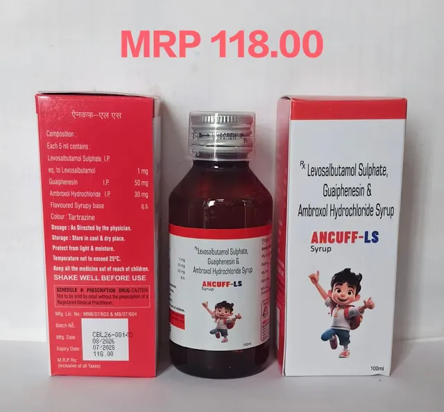ANCUFF-LS (Levosalbutamol Ambroxol HCl, & Guaiphenesin) syrup pack