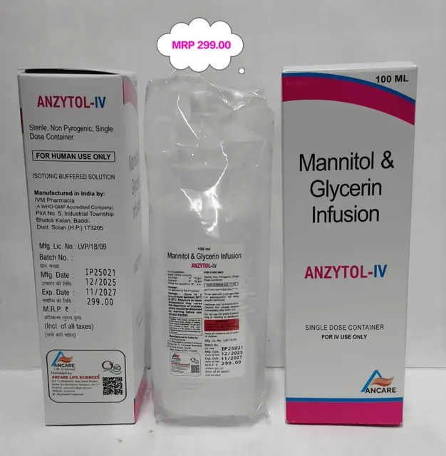 ANZYTOL-IV (Mannitol + Glycerin Infusion) iv infusion pack
