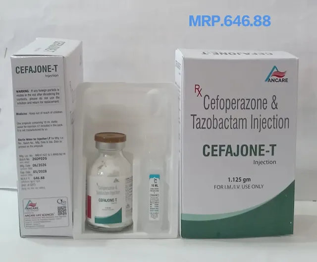 CEFAJONE-T (Cefoperazone 1gm + Tazobactam 125mg) injection pack