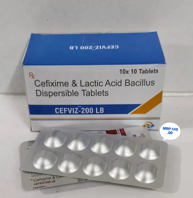 CEFVIZ 200 LB (Cefixime 200mg + Lactic Acid Bacillus 60M Dispersible) tablet pack