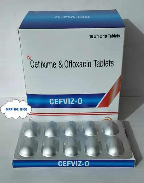 CEFVIZ O (Cefixime 200mg + Ofloxacin 200mg + Lactic Acid Bacillus) tablet pack