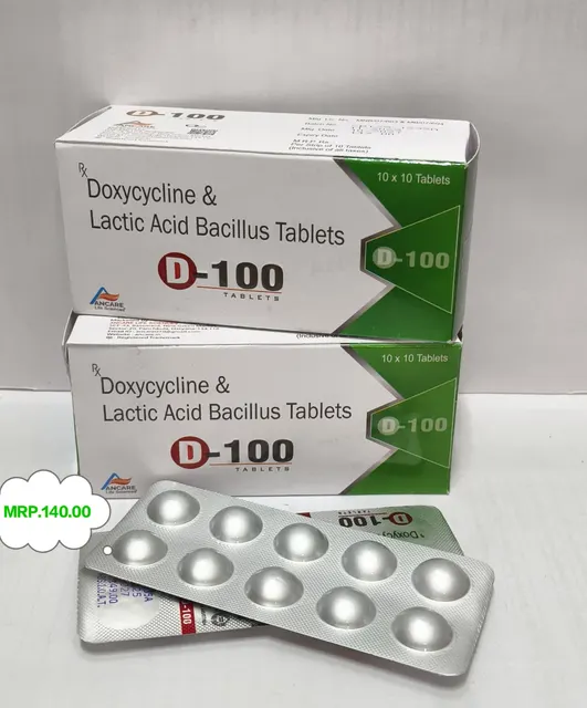 D-100 (Doxycycline + Lactic Acid Bacillus) tablet pack