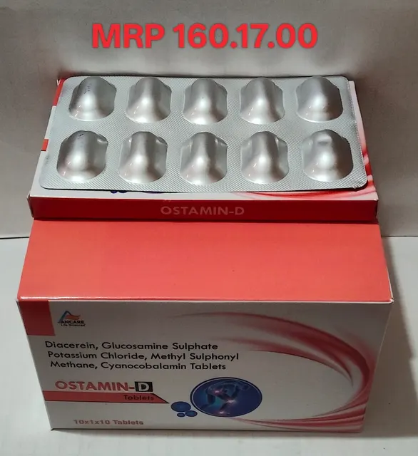 OSTAMIN-D (Diacerein 50mg + Methyl Sulphonyl Methane 250mg + Glucosamine 750mg) tablet pack
