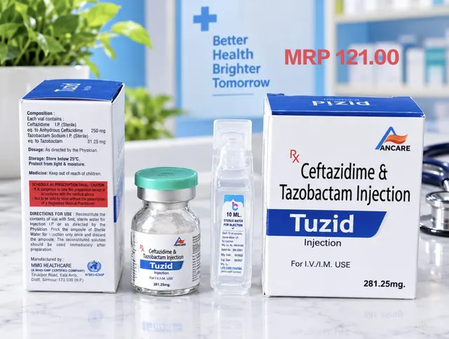 TUZID 281 (Ceftazidime 250mg + Tazobactam 31.25mg) injection pack